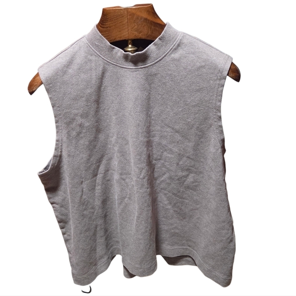 Pact Airplane Mock Neck Shell Organic Cotton Sleeveless Top Taupe XXL